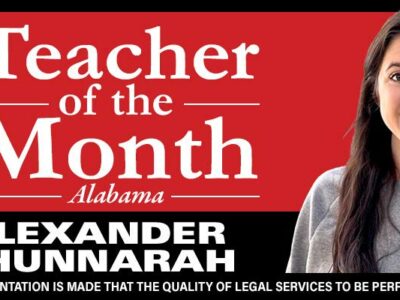Kathryn Dunstan of Breakthrough Charter School was recognized as a ‘Teacher of the Month’ by the well-known Alexander Shunnarah law firm. As a part of her recognition, she will be featured on the firm’s well-known billboards.