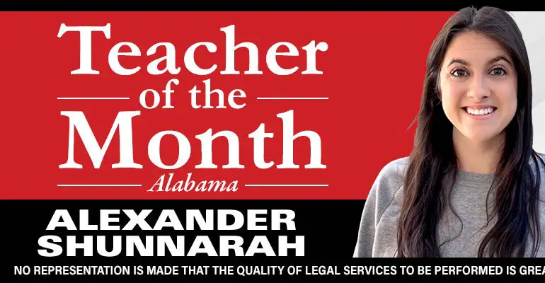Kathryn Dunstan of Breakthrough Charter School was recognized as a ‘Teacher of the Month’ by the well-known Alexander Shunnarah law firm. As a part of her recognition, she will be featured on the firm’s well-known billboards.